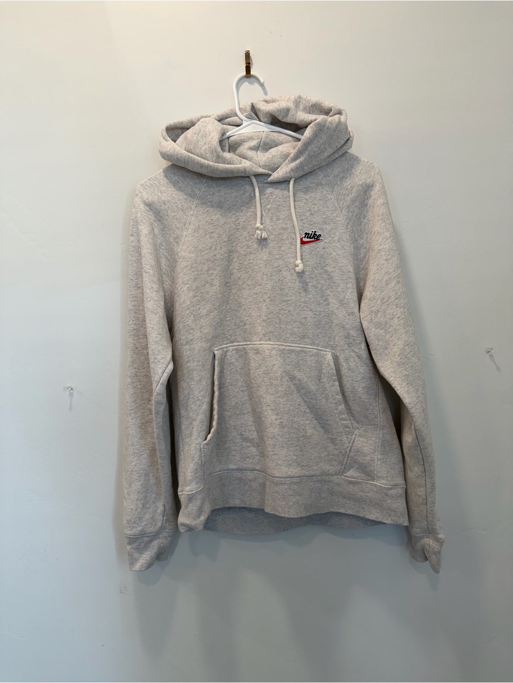 Nike Light Heather Gray Pullover Hoodie with Small Chest Logo